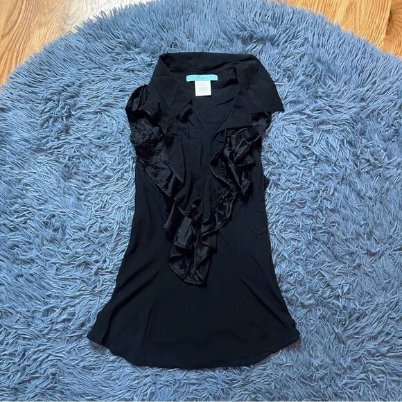 Vintage Marciano 90's Y2K Ruffled Silk Top Size S - Picture 1 of 6